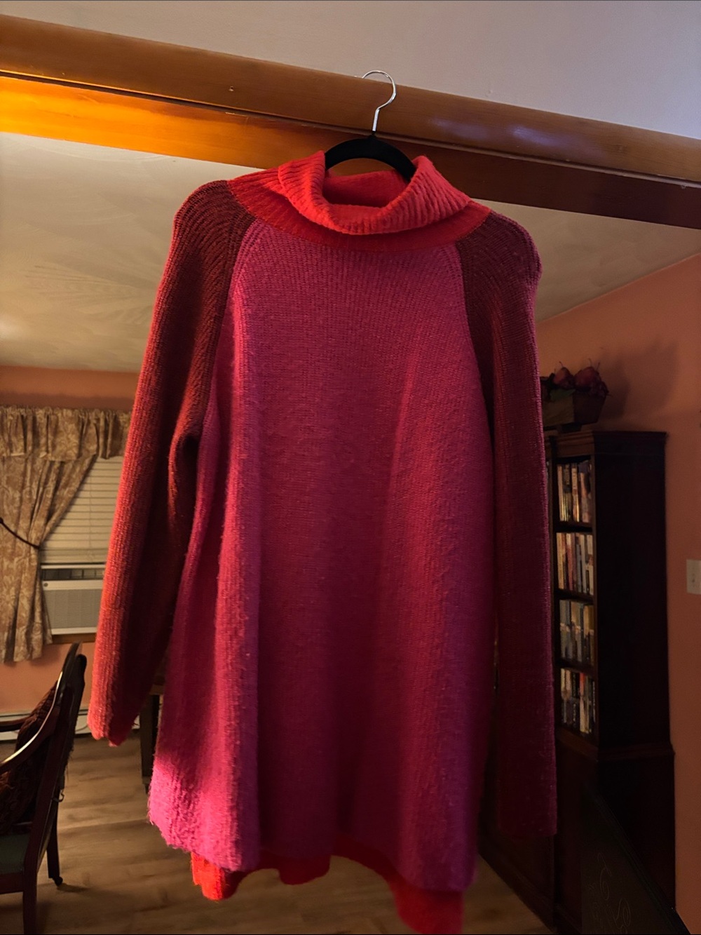 Lane Bryant Two-Tone Pink and Red Cowl Neck Sweater